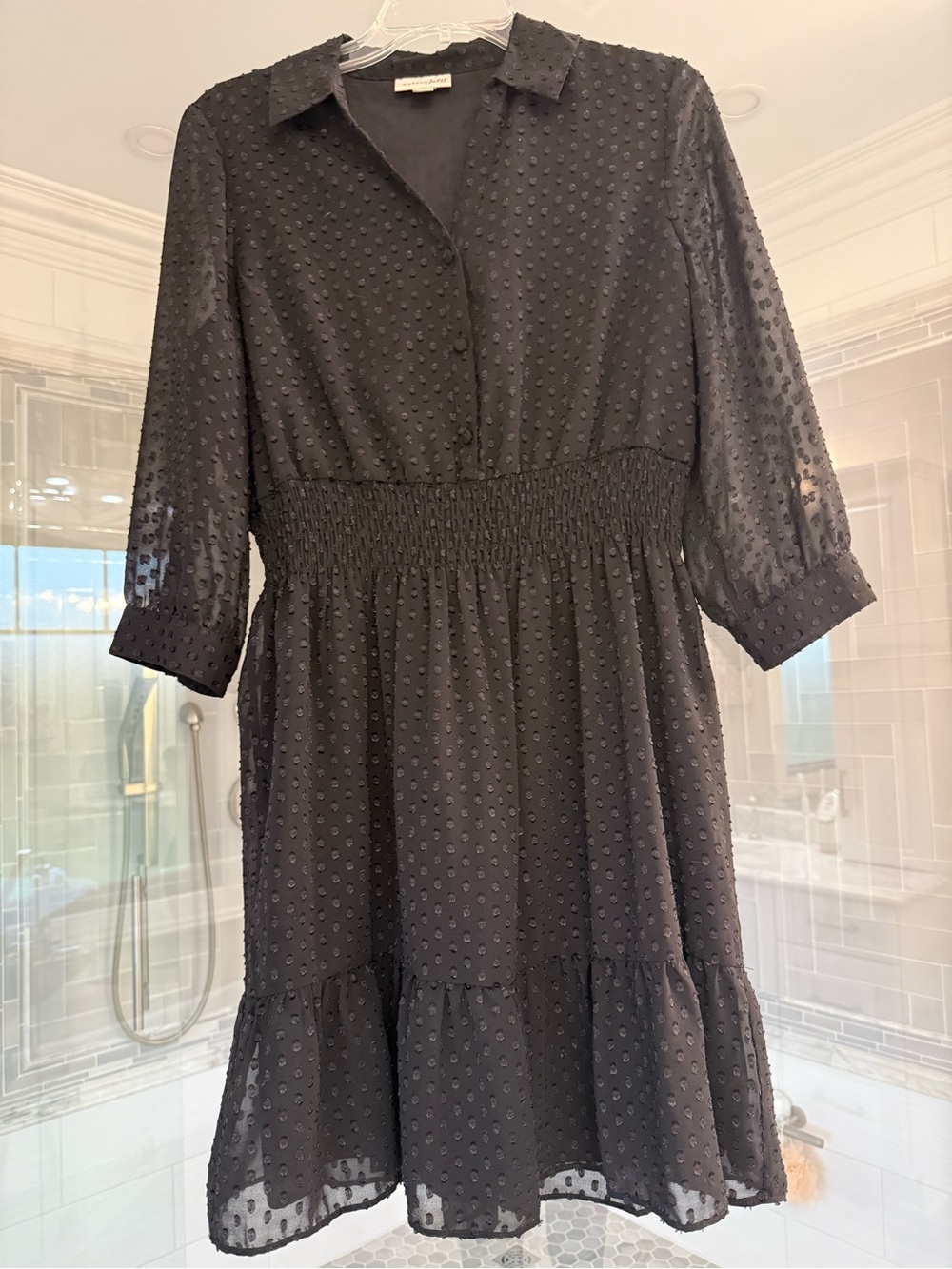 Maison Jules Black Swiss Dot Dress